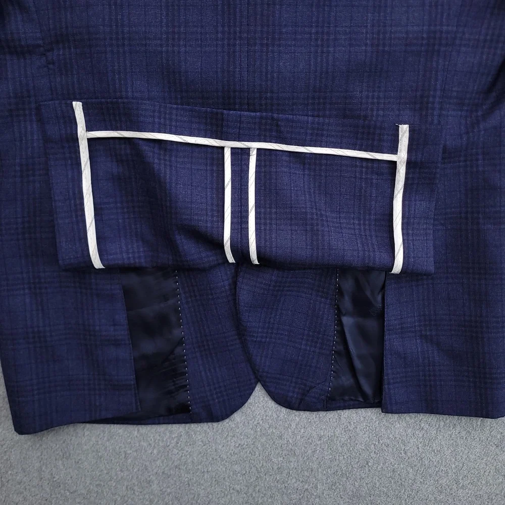 Jos A Bank Reserve Blazer Mens 42R Blue Plaid Lanificio Di Pray 130s Wool Jacket